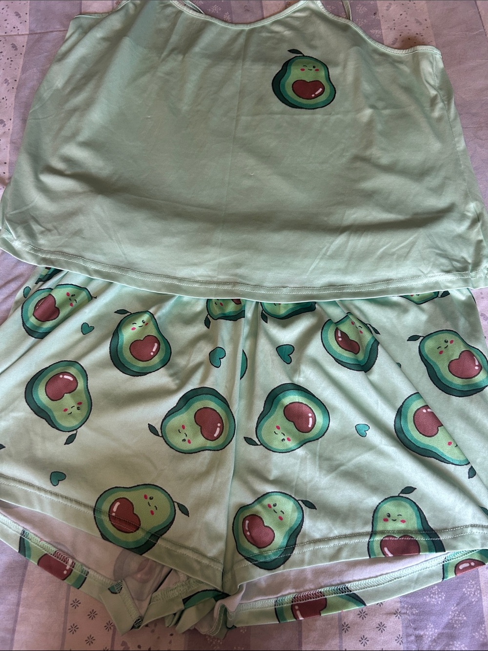 SHEIN Mint Green Avocado Print Two-Piece Pajama Set